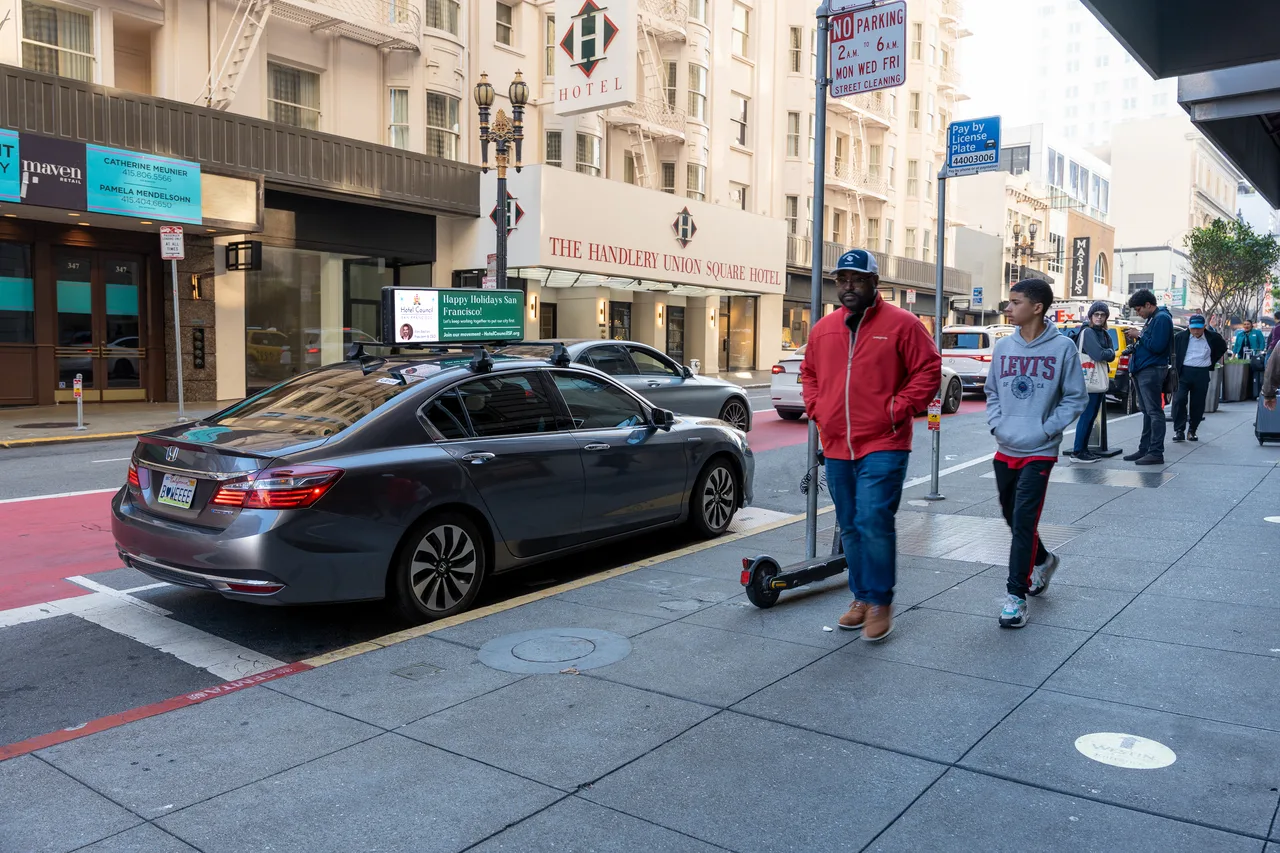 Hotel Council of San Francisco campaign on a Firefly digital top vehicle in San Francisco, 2025