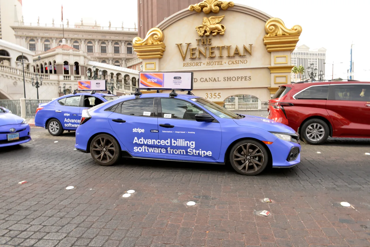Stripe campaign on a Firefly 360 wrap + digital top vehicle in Las Vegas, 2024